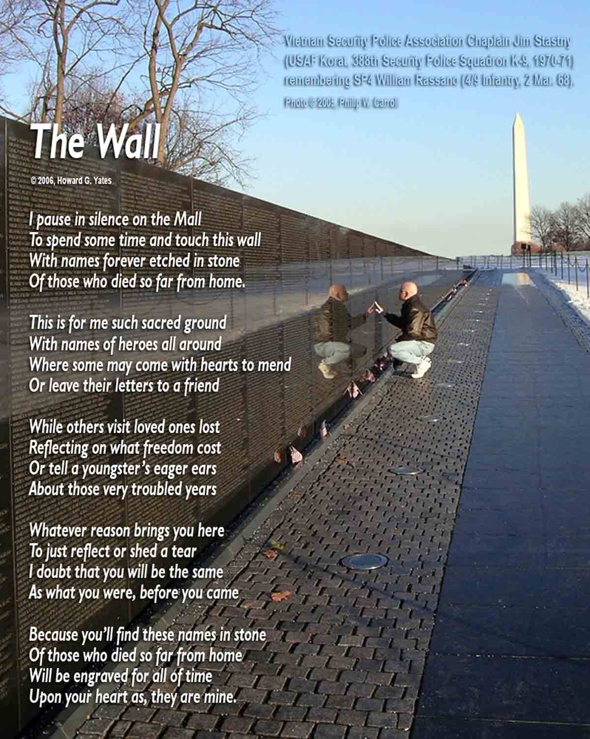 The Wall photo, by Phil Carroll; poem by Howard Yates.