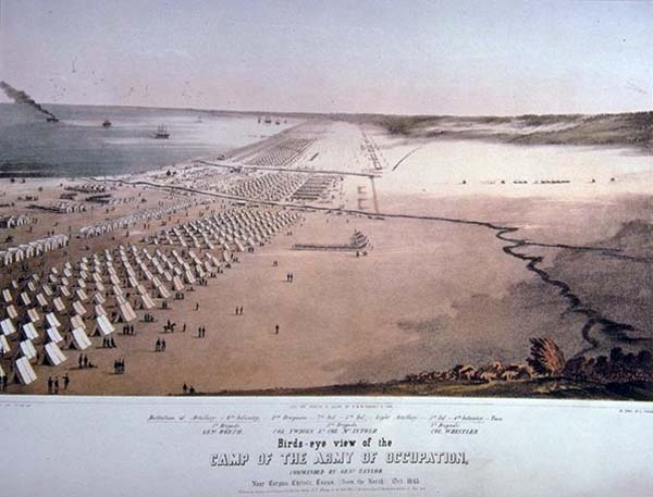 Mexican War posters: Camp of The Army of Occupation (USA). Birds-eye view.