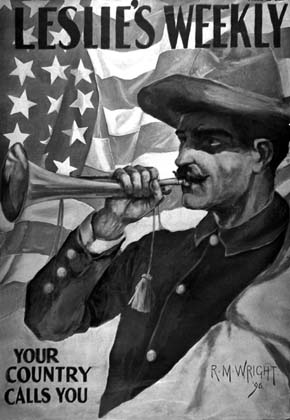 Mexican War posters: Leslie's Weekly - Your Country Calls You!