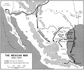 Mexican War posters: Map, The Mexican War, 1846-1847