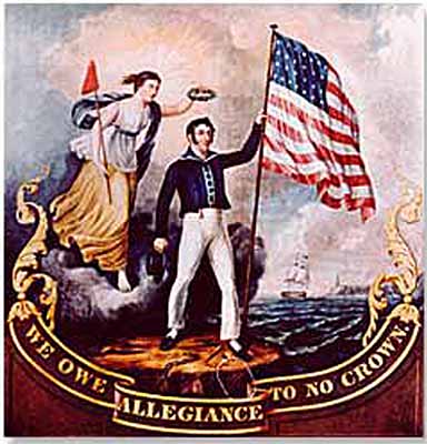 War 1812 poster: We Owe No Allegiance to No Crown.