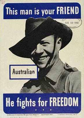 WWII Posters: Australian - This Man is Your Friend! He Fights for Freedom!