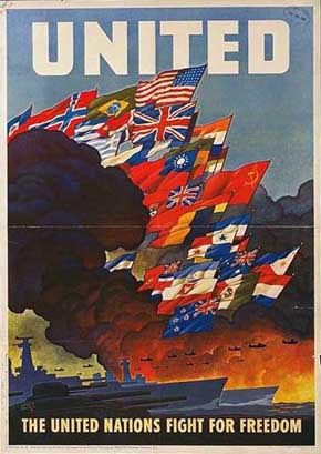 WWII Poster: UNITED. The United Nations Fights for Freedom