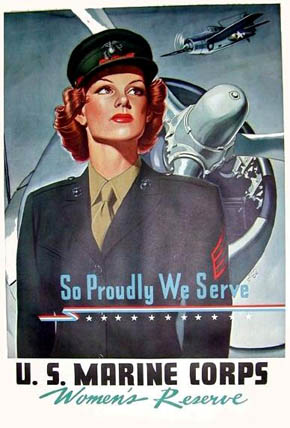 WWII Poster: U.S. Marine Corps Womens Reserve. So Proudly We Serve.