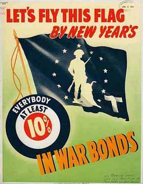WWII Posters: Let's Fly this Flay By New Year's! Everybody, at Least 10% in War Bonds!