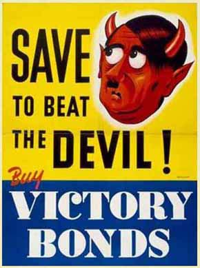 WWII Posters: Save to Beat the Devil! Buy Victory Bonds!