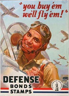 WWII Posters: You buy'em We'll Fly'em! Defense Bonds Stamps.