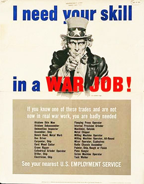 WWII Posters: Uncle Sam - I need your skill in a War Job! If you know one of thes trades and are not now in real war work, you are badly needed.