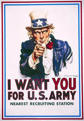 WWII Posters: Uncle Same - I Want You for U.S. Army, Nearest Recruiting Station!