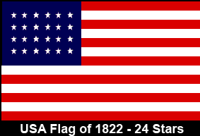 USA Flag of 1822. 24 Stars. State Admitted: Missouri