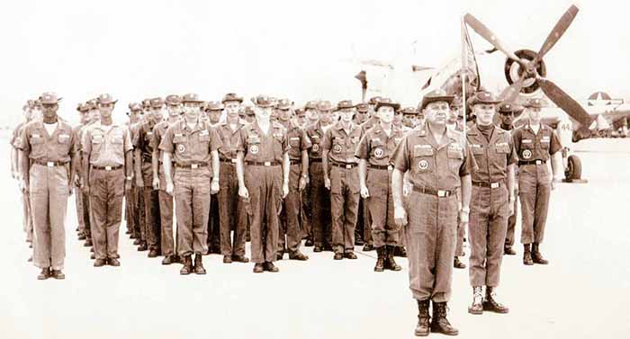 Flight line parade for General Westmoreland's visit a few days after the 1 Nov 1964 mortar attack.