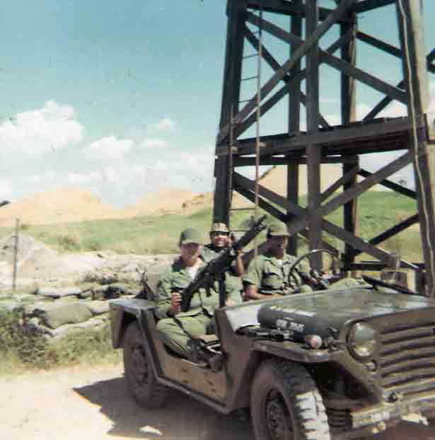 16. Biên Hòa Air Base: A1C David Worthen, SPS Tower, SAT Jeep. 1972-1973. Photo by: David Worthen, BH, 3rd SPS; KRT, 388th SPS. 1969-70; 1972-73.