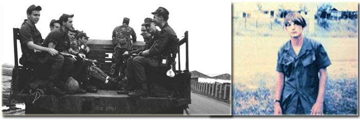 Left: Posting Truck. Right: Huff on Bien Hoa AB Main Gate Road. Photo by: Photo by: Danny Wilson. 1972-1973.