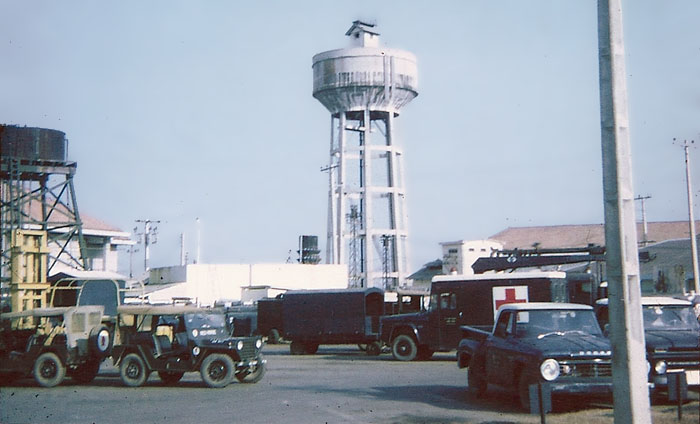 23. Biên Hòa Air Base: Michael Pollock, View of Rocket Observation Post atop water tower.  A long climb, but a great view. 1968-1969. Photo by: Michael Pollock, BH, 3rd SPS. 1968-1969.