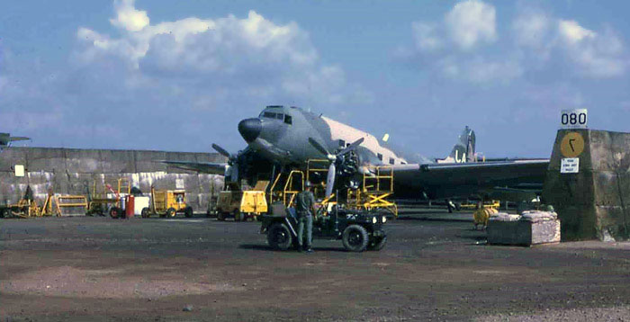 Bien Thuy Air Base flight line C-47 revetment, with Chu Hoi bird. MSgt Summerfield: 16