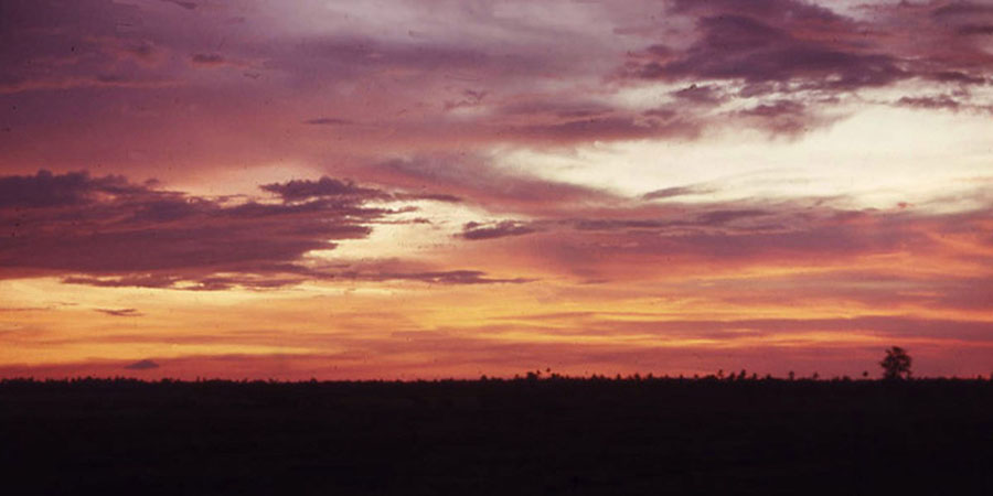 Bien Thuy Air Base, perimeter, view from bunker at sunset. MSgt Summerfield: 03