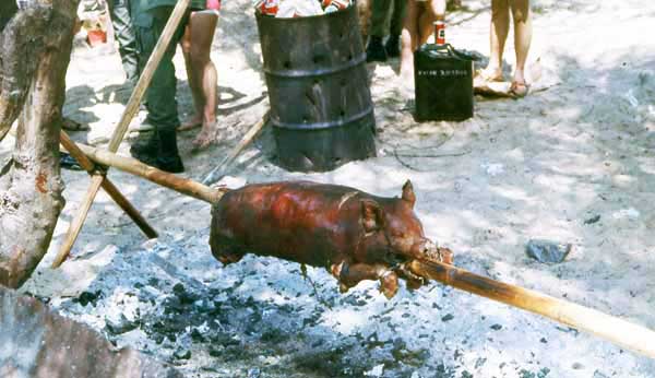 Bien Thuy Air Base, US Army BBQ pig roast. MSgt Summerfield, 1968: 20