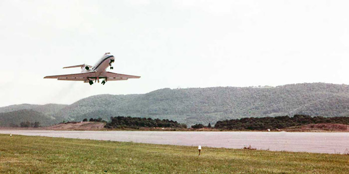 Bien Thuy Air Base, flight line. VIP jet lifts off. MSgt Summerfield: 08