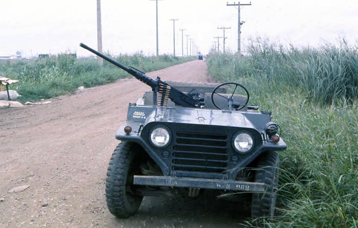 Bien Thuy Air Base, USAF SPS QRT jeep, M151, M79 and 50cal. MSgt Summerfield, 1968: 28