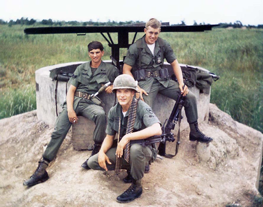 11) Mike Mckeal, Hutch, and Dan Knowles, French Bunker duty with M60 and Mortars, and M16s.