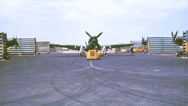 015: Bình Thủy AB, A-1E flight line. Photo by: Dr. Mel Hecker, 1968 