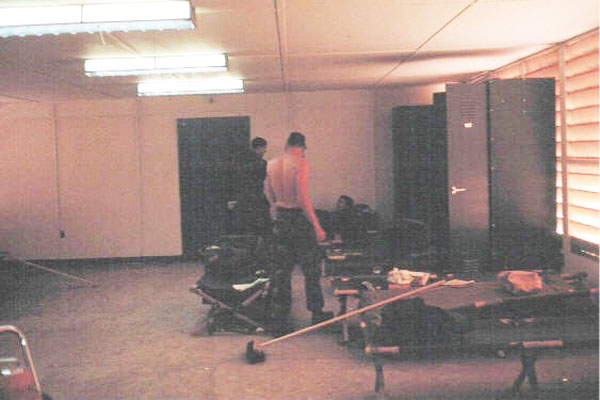 026b: Bình Thủy AB, SPs setting up hooch with lockers and cots. Photo by: Dr. Mel Hecker, 1968 