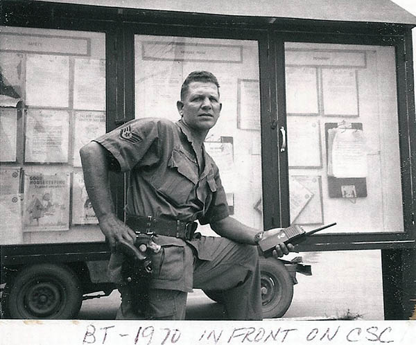 2. BT Air Base: SSgt in front of CSC. I can't recall his name. Photo by Jaime Lleras. 1970.