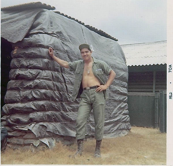 27. BT Air Base: Jaime outside of bunker. Photo by Jaime Lleras. 1970.