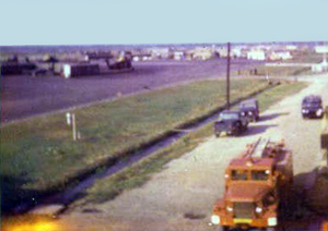 View of the aircraft parking ramp.