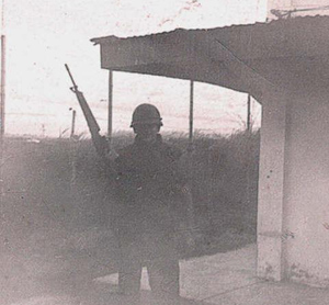 18. Me at the Hilton Anex compound going onto tower guard duty 1968.