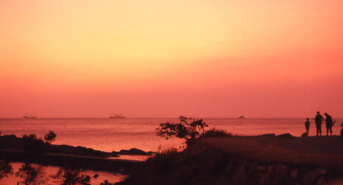 Bien Thuy, sunset at South China Sea. Freighter ships on horizon. MSgt Summerfield: 21