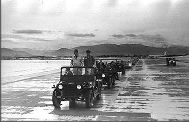 President Lyndon Johnson touring Phu Cat flight line