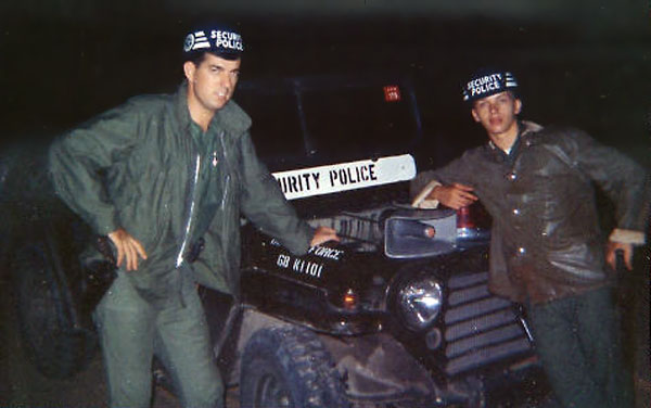 15. Cam Ranh Bay AB SP Jeep at Gate. Sgt Kolb (Cob) (left) and A1C Davis.