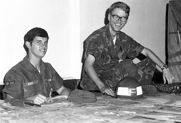 1. Left: Airman Larry Burke. Right: Airman Bobby Ray Leach. Note USAF SP Helmet, center-right.