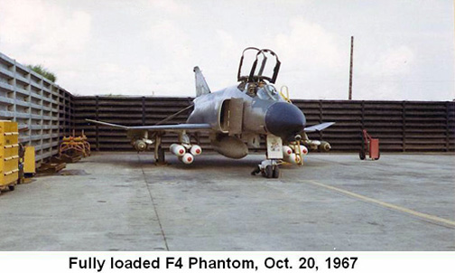 Đà Nẵng Air Base: Fully loaded F-4 Phantom, Oct. 1967.