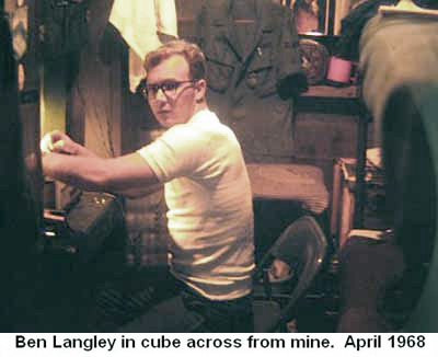 Đà Nẵng Air Base, SVN: USAF, Ben Langley in cube across from Brad Deal. Apr. 1968. © 2011 by Bradford K. Deal