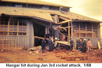 Đà Nẵng Air Base, SVN: USAF Rocket Attack hangar area damage, Jan. 3, 1968. © 2011 by Bradford K. Deal