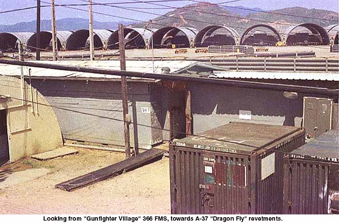 2. Đà Nẵng Air Base: 366 FMS A-37 Dragon Fly revetments. Photo by Chris Butler, 1971.