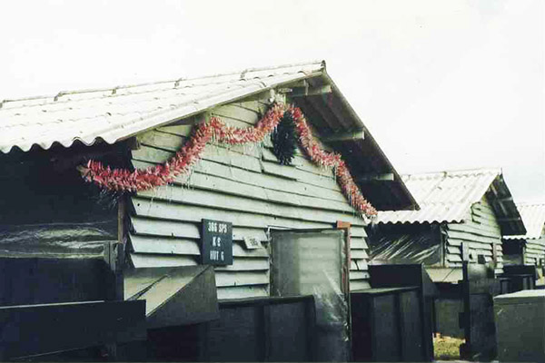 5. Đà Nẵng Air Base: 366th SPS, K9 Hooch-6, Christmas decorations 1968. Photo by Greg Dunlap. 1968-1969.