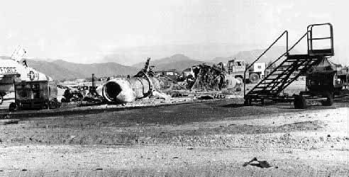 F102 debris, sapper attack/Photo by: Fred Reiling, LTC, USAF (Ret)