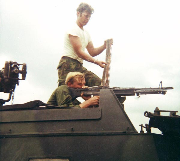 1. Đà Nẵng AB, V100 M60. Glen Myers firing on the Range. 1971. Photo by: Glen H. Myers, NT, 6253 APS 14th SPS; PR 35th SPS; DN, 366th SPS. 1965-1966; 1971.