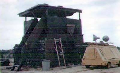 5. Đà Nẵng AB, Perimeter Tower. View from top of tower, looking down the ladder toward the ground. Photo by: Konrad Kottke. 1971-1972.