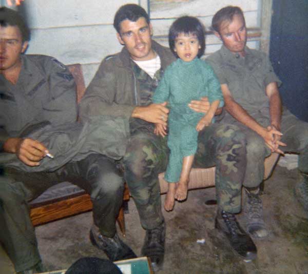13. Đà Nẵng Air Base: 366th SPS, Duane Snow and two other friends whose names have faded. Photo by Konrad F. Kottke, 1971-1972.