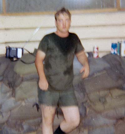 14. Đà Nẵng Air Base: 366th SPS, Jody Davis trying to cool off. Photo by Konrad F. Kottke, 1971-1972.