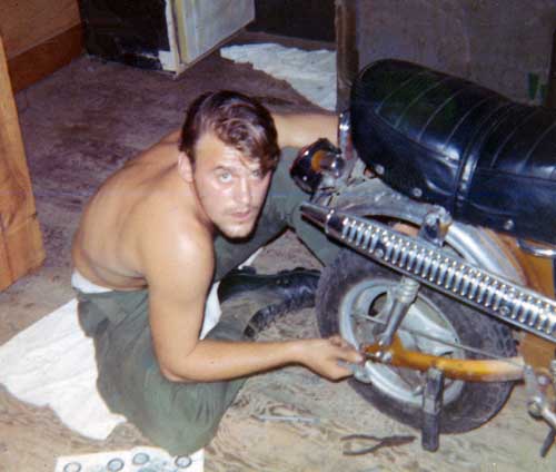 15. Đà Nẵng Air Base: 366th SPS, Forgot SP's name, but he fixed my ride. Photo by Konrad F. Kottke, 1971-1972.