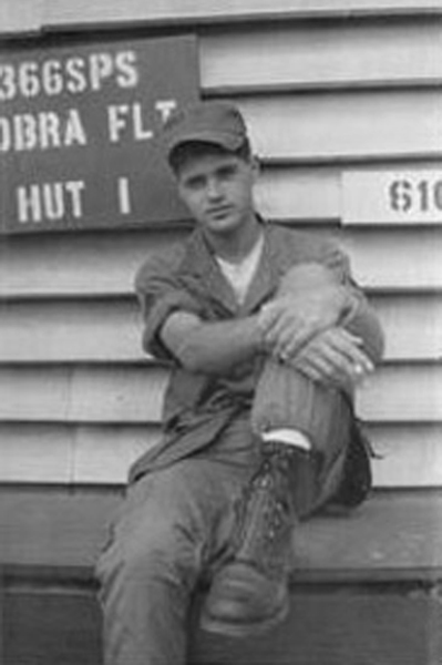 1. Đà Nẵng AB, 366th SPS. Ralph Manganiello, in front of 366th SPS Cobra Flight Hut 1. Photo by: Ralph Manganiello Jr. 1966-1967.