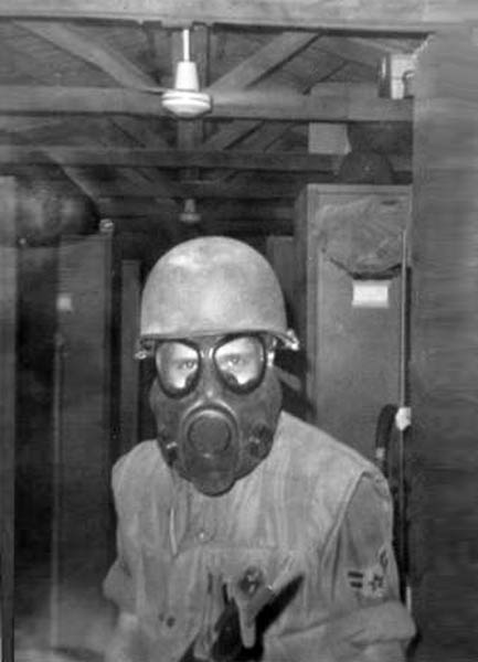 11. Đà Nẵng AB, 366th SPS. WMD gas mask. Photo by: Ralph Manganiello Jr. 1966-1967.