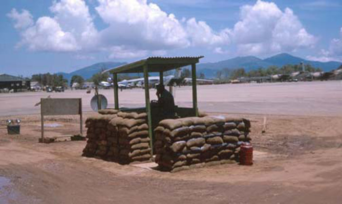 2. Đà Nẵng AB, 366th SPS. flight line post. View N/E. Tower upper-right, and Monkey Mountain across the bay. Photo by: James Paul Mashburn 1966-1967.