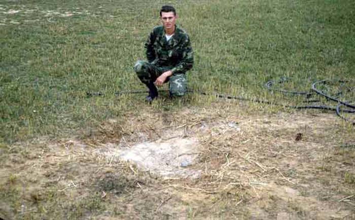 8. Đà Nẵng AB, 366th SPS. Rocket crater. Photo by: James Paul Mashburn 1966-1967.