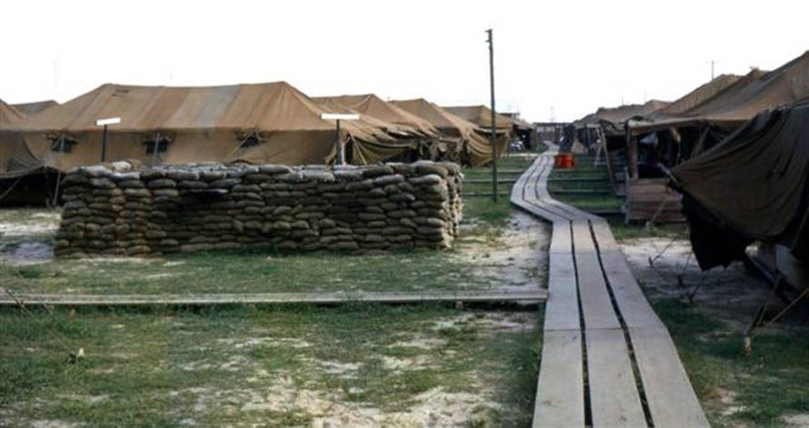 10. Đà Nẵng AB, 366th SPS. Original AP/SP Tent City, South. View is south from the showers. Photo by: James Paul Mashburn 1966-1967.